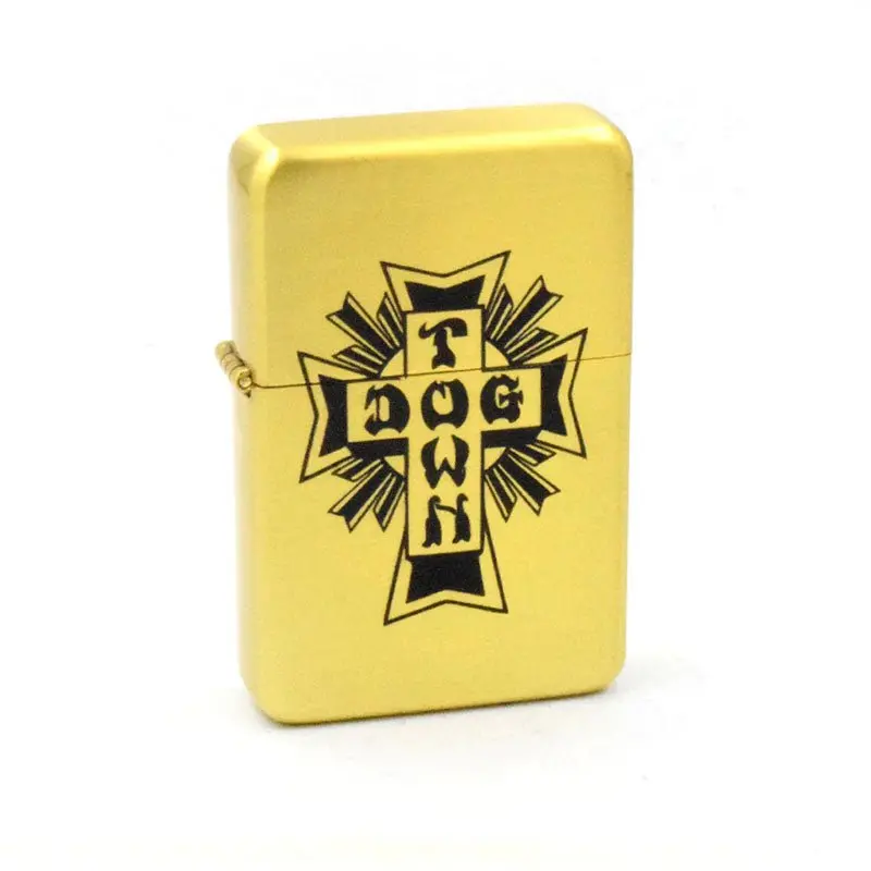 Dogtown Skateboards Cross Logo Flip Top Metal Black/Gold Lighter 1