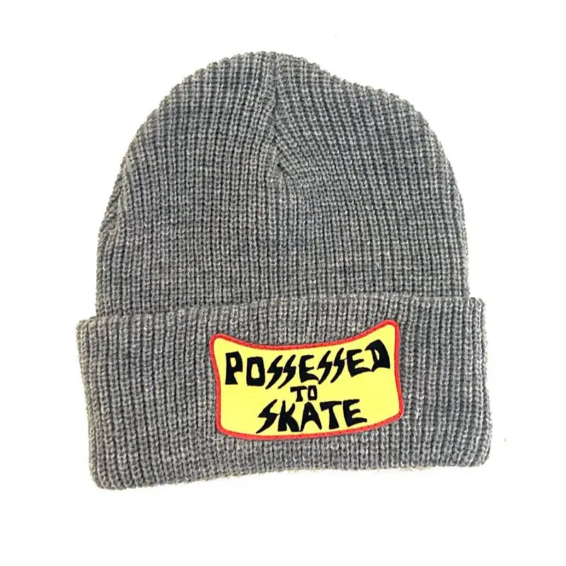 Dogtown Skateboards Suicidal Skates Possessed To Skate Patch Heather Grey Beanie 1