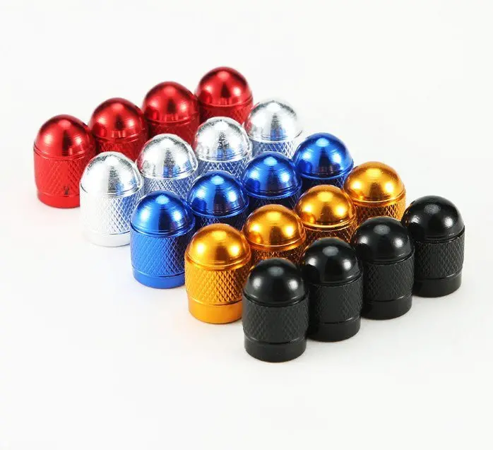 Dome Aluminum Tire Valve Caps - Set Of Four - Universal, Fits All Vehicles 1