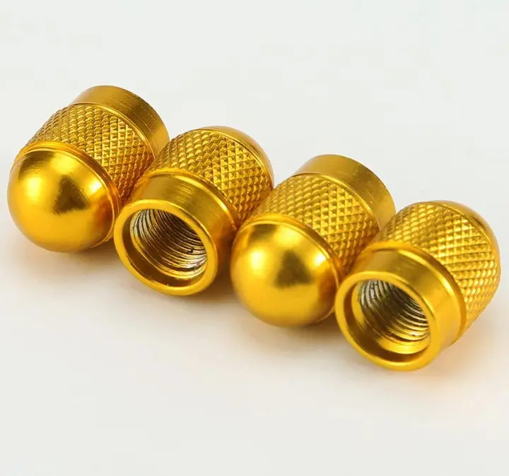 Dome Aluminum Tire Valve Caps - Set Of Four - Universal, Fits All Vehicles 4
