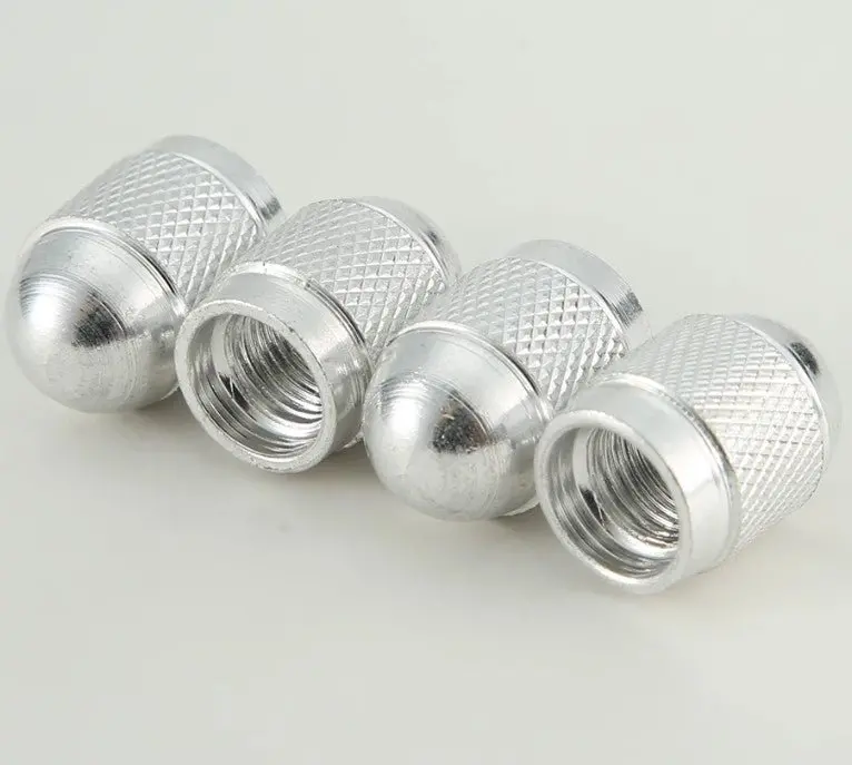 Dome Aluminum Tire Valve Caps - Set Of Four - Universal, Fits All Vehicles 5