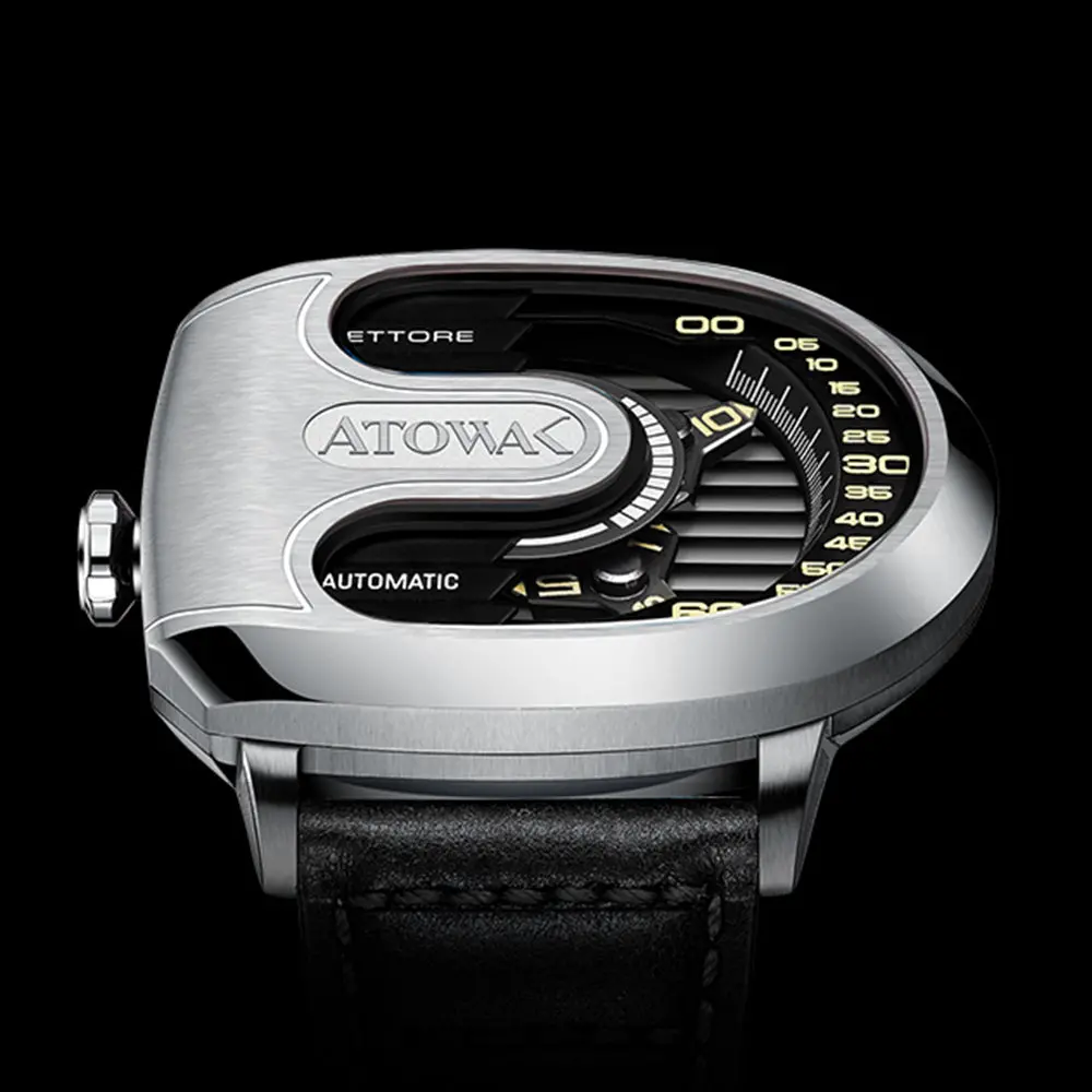 Atowak Ettore Drift 4-Arm Wandering Hour  Silver Black Watches 1