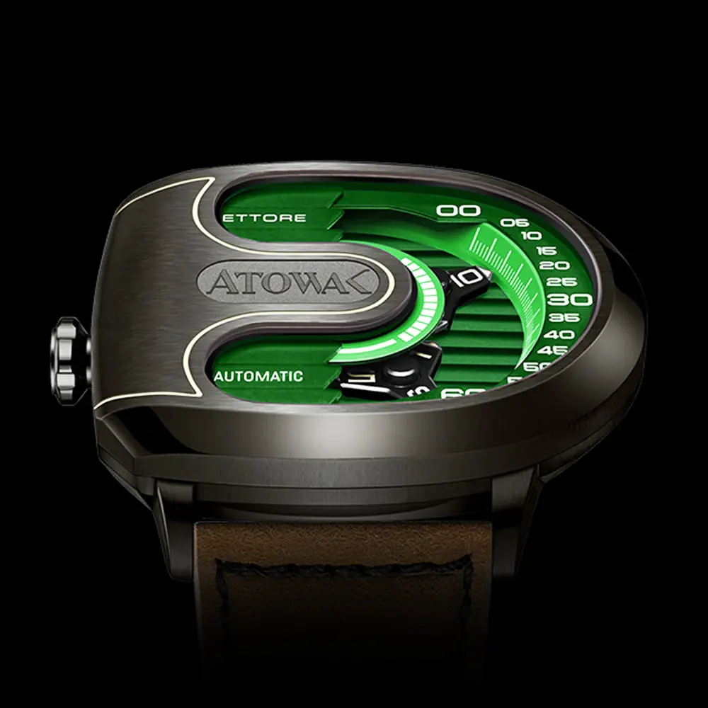 Atowak Ettore Drift 4-Arm Wandering Hour Dark Green Watches 1