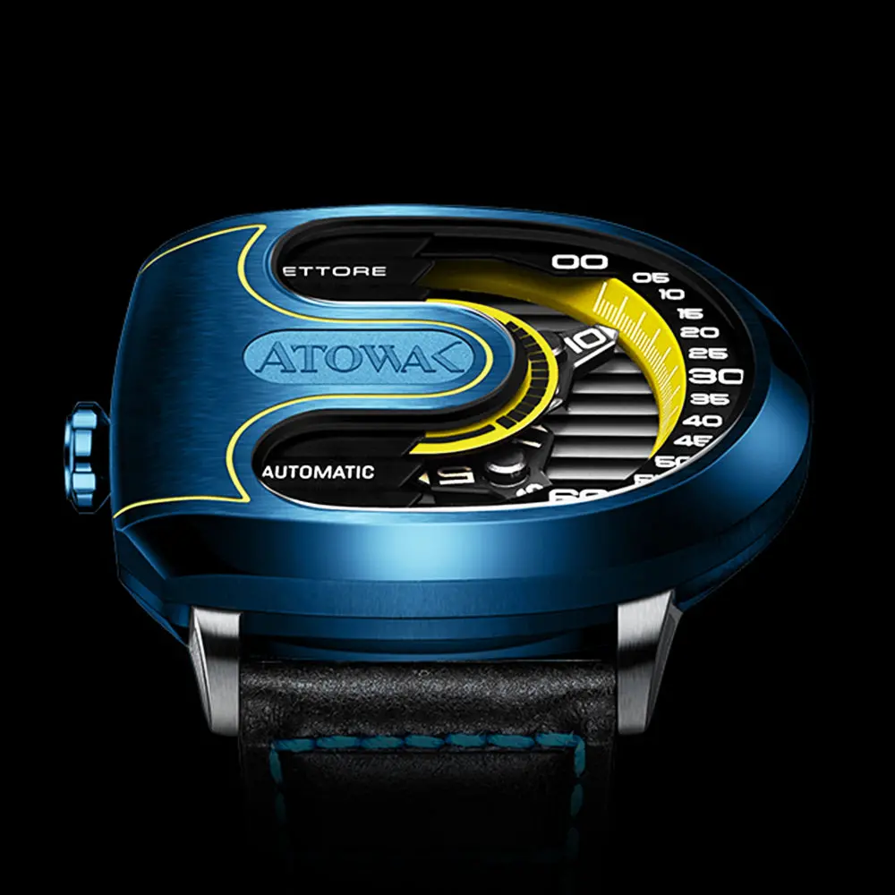 Atowak Ettore Drift 4-Arm Wandering Hour Navy Blue Watches 1