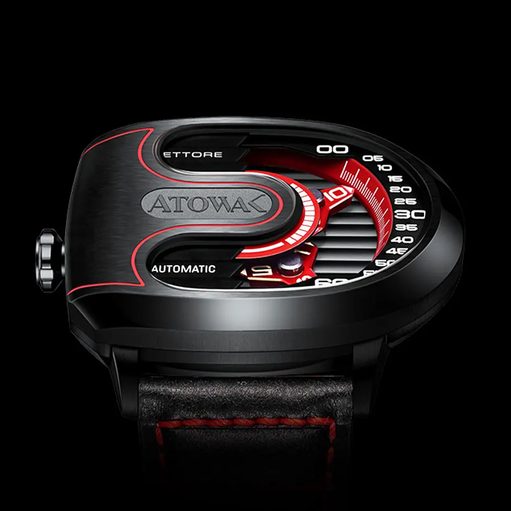 Atowak Ettore Drift 4-Arm Wandering Hour  Black Red Watches 1
