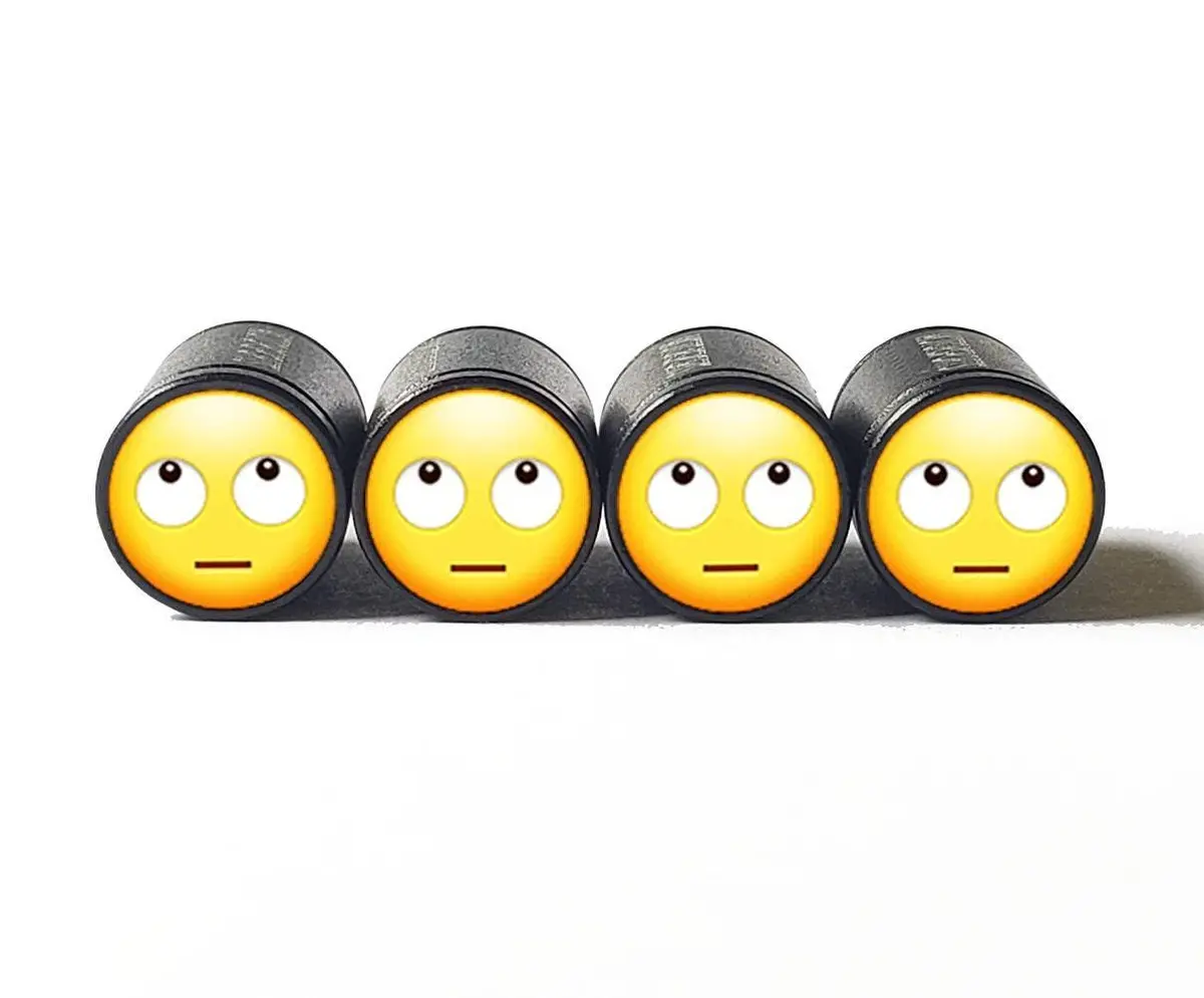 Face With Rolling Eyes Emoji Tire Valve Caps - Aluminum - Set Of Four 1