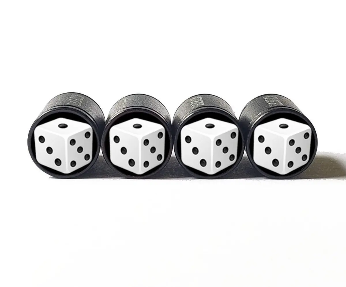 Gaming Dice Emoji Tire Valve Caps - Black Aluminum - Set Of Four 1