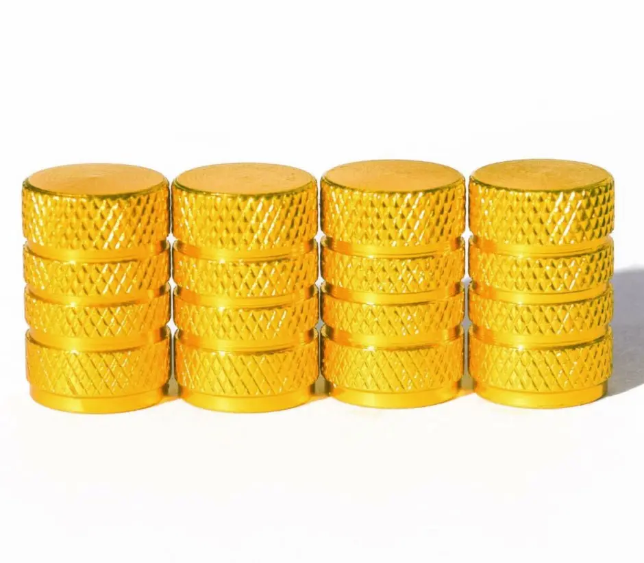 Gold Barrel Aluminum Tire Valve Caps - Sets Of 4, 8, 12 Or 20 - Universal, Fits On All Vehicles 1