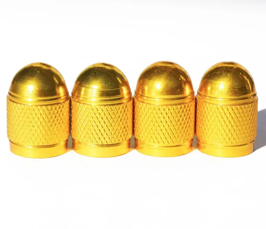 Gold Dome Aluminum Tire Valve Caps - Sets Of 4, 8, 12 Or 20 - Universal, Fits All Vehicles 1
