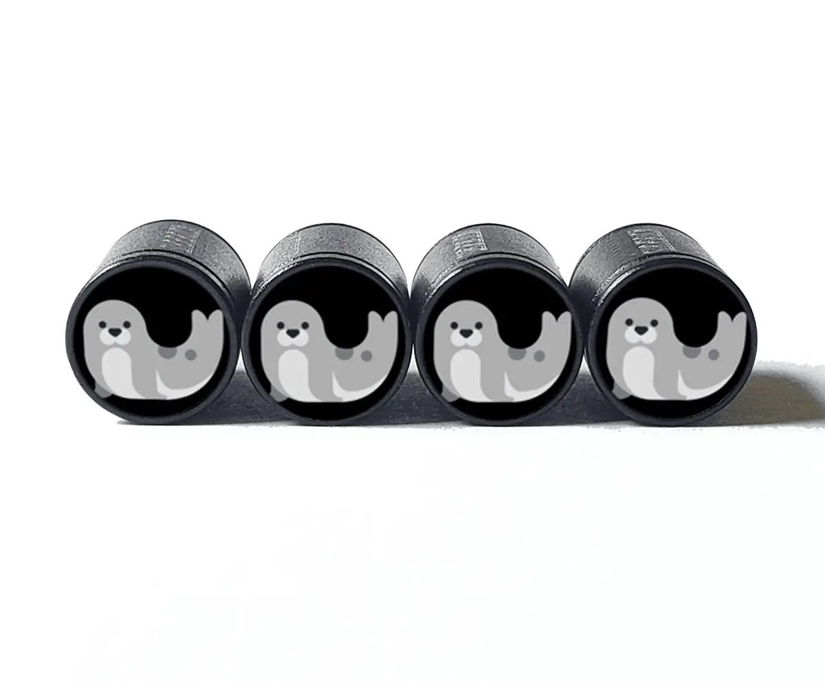 Gray Seal Emoji Tire Valve Caps - Aluminum - Set Of Four 1