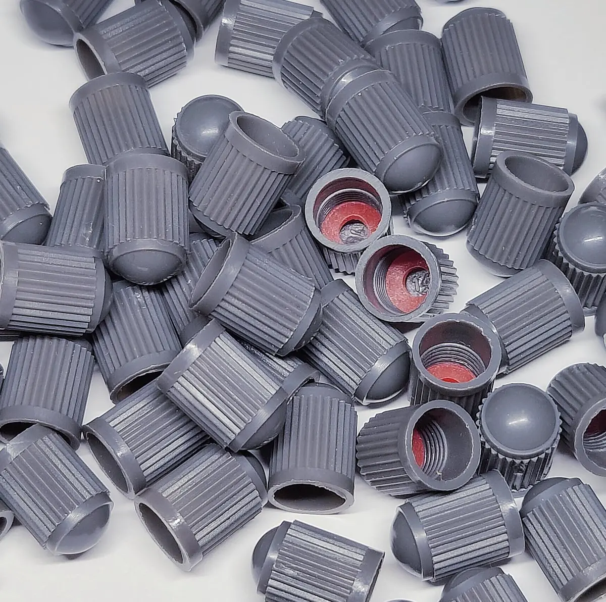 Gray Tire Valve Caps (Style 2) - Plastic - Sets Of 10, 25, 50 Or 100 - Universal, Fits All Vehicles 1