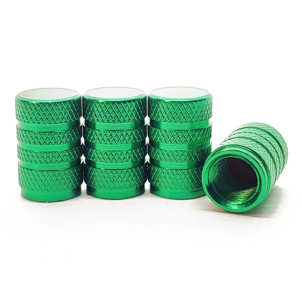 Green Barrel Aluminum Tire Valve Caps - Sets Of 4, 8, 12 Or 20 - Universal, Fits On All Vehicles 1
