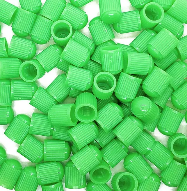 Green Tire Valve Caps - Plastic - Sets Of 10, 25, 50 Or 100 - Universal, Fits All Vehicles 1