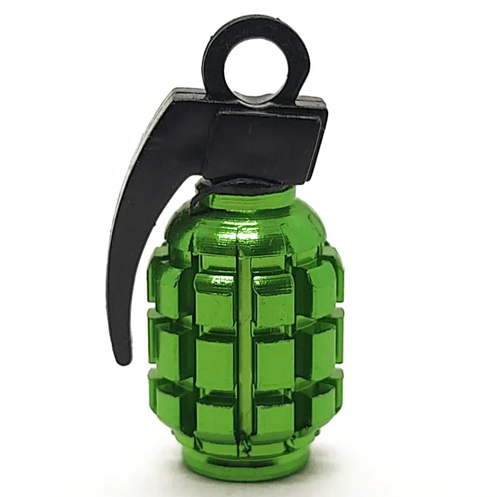 Grenade Shaped Aluminum Tire Valve Stem Caps - Set Of Four - Universal 1