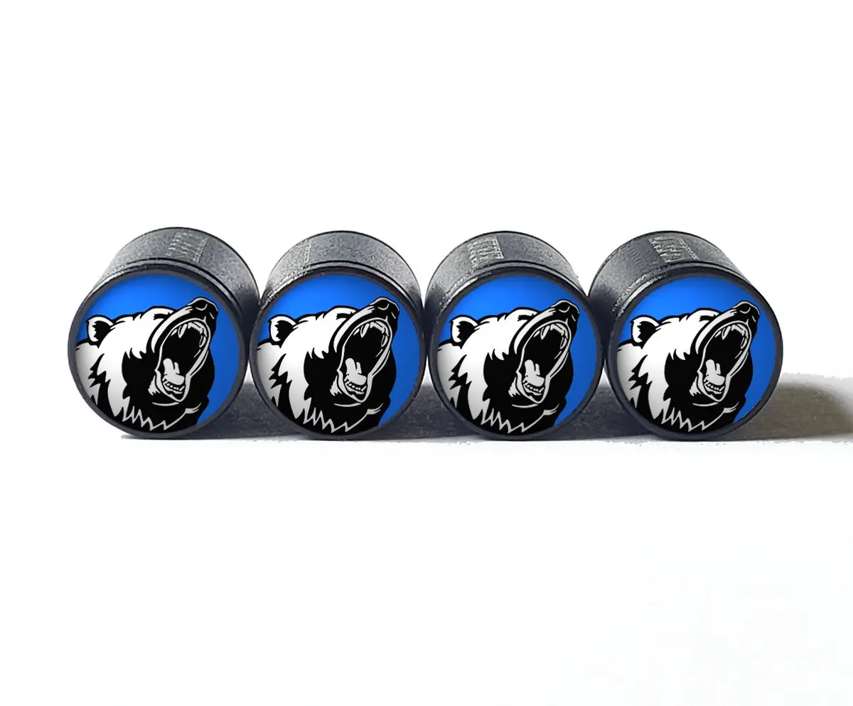 Grizzly Bear Tire Valve Caps - Black Aluminum - Set Of Four 3