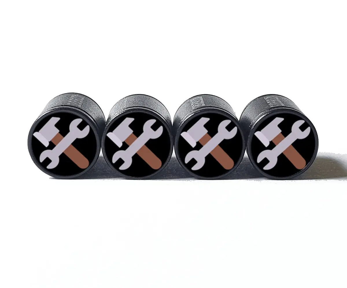 Hammer And Wrench Emoji Tire Valve Caps - Aluminum - Set Of Four 1