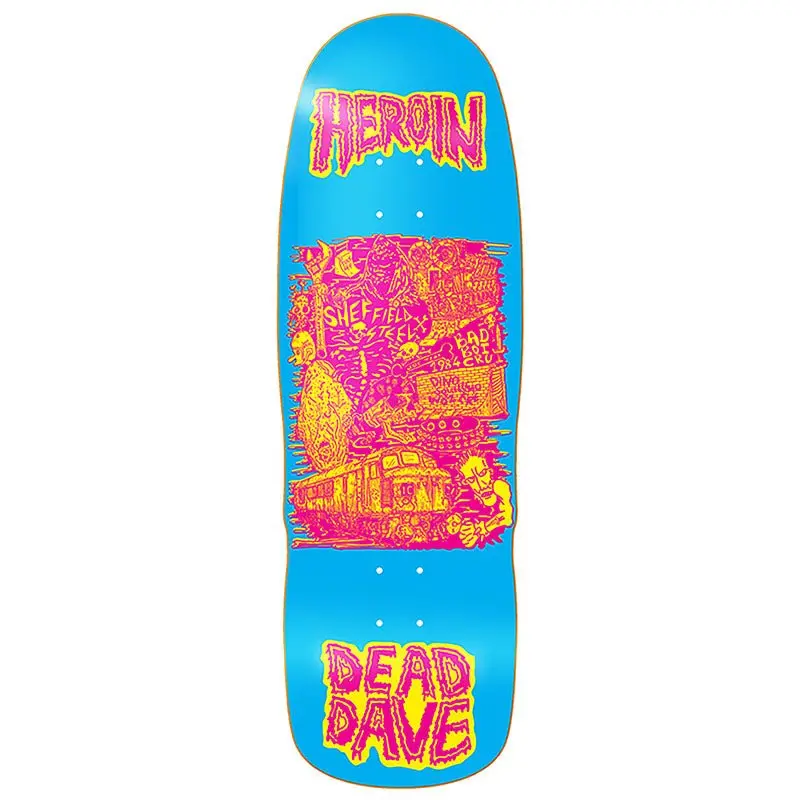 Heroin 10.1" X 32.25" Dead Dave Allegory Of Fear Shaped Skateboard Deck 1