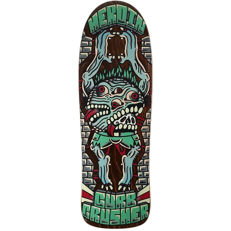 Heroin 10.25" Brown Stain Curb Crusher X Crawe Shaped Skateboard Deck 1