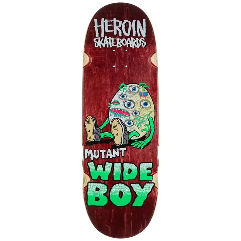 Heroin 10.28" X 32.3" Mutant Wide Boy Brown Stain Skateboards Deck 1