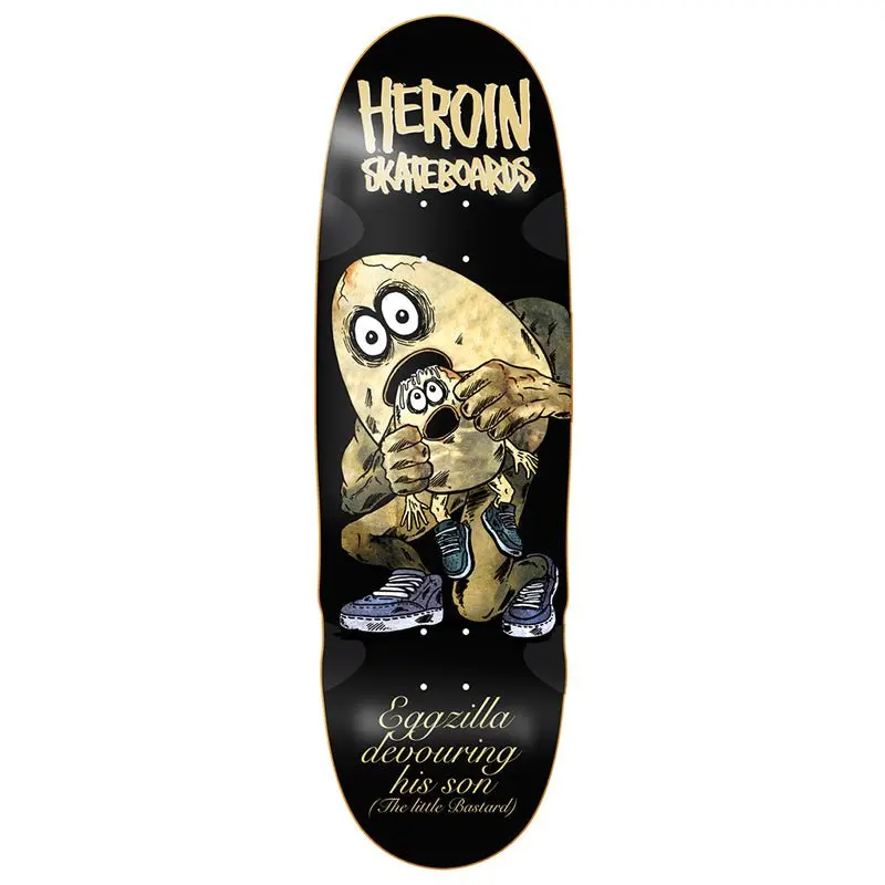 Heroin 9.75"  Egg Eater Wheel Wells Shaped Skateboard Deck 1