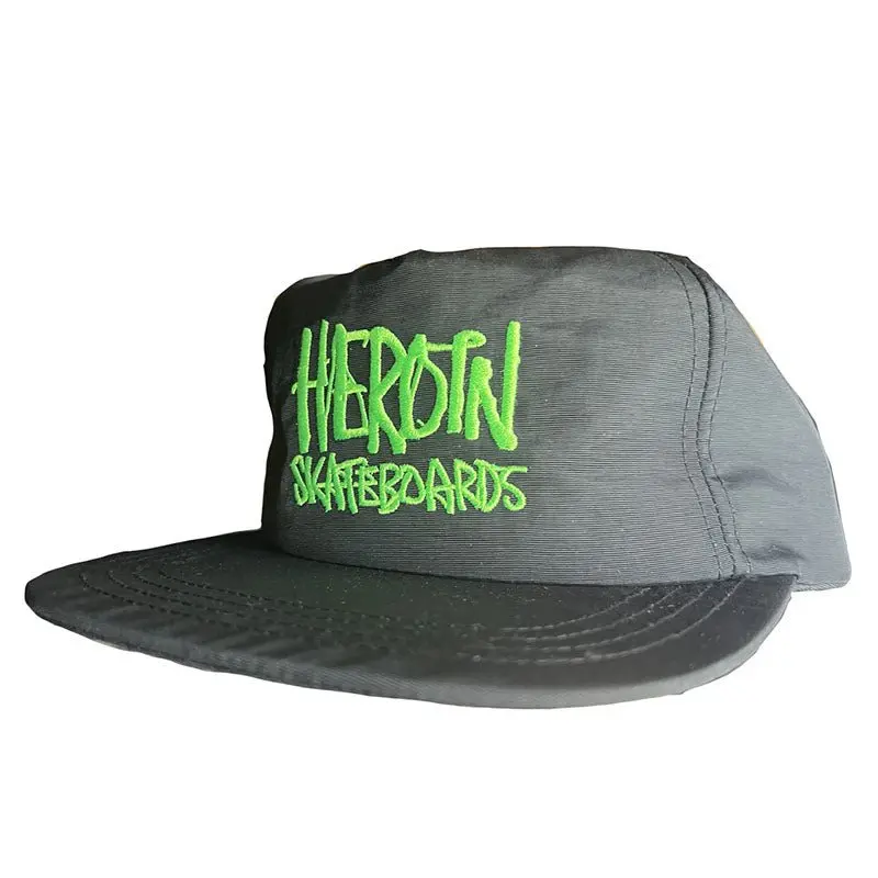 Heroin Script Nylon Snapback Black/Green Hat 1