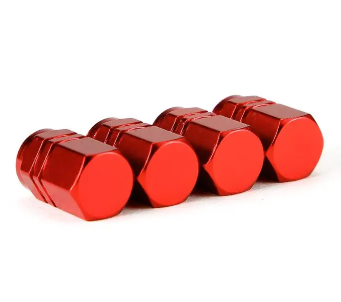 Hex Aluminum Tire Valve Caps - Set Of Four - Universal, Fits On All Vehicles 3