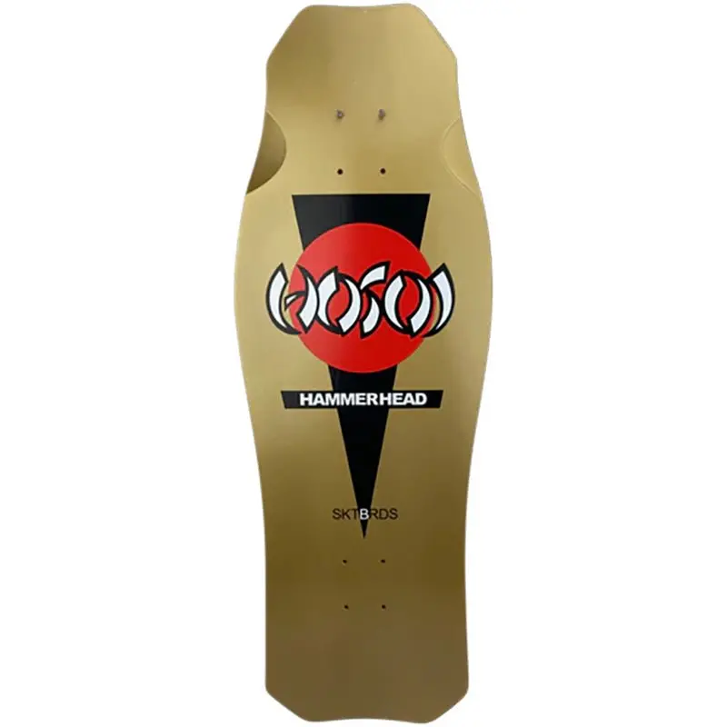 Hosoi 10.5" X 31" Og Hammerhead Double Take Gold/Silver Dip Krystal Clear Grip Applied Skateboard Deck 1