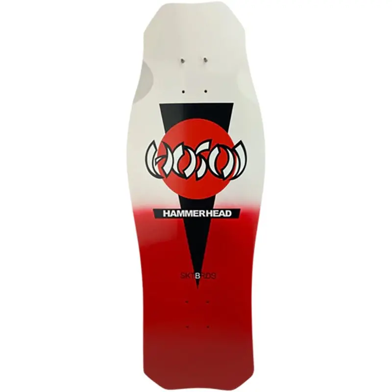 Hosoi 10.5"X31" Og Hammerhead Double Take Red/White Dip Krystal Clear Grip Applied Skateboard Deck 1