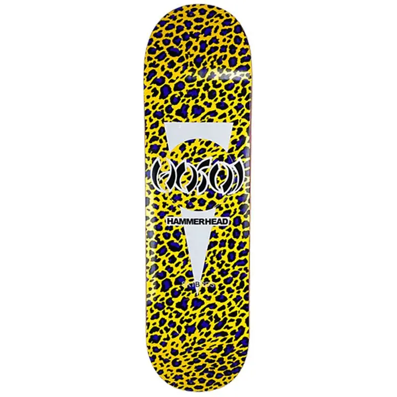 Hosoi 8" Hammerhead Leopard Popsicle Shape Yellow Skateboard Deck 1