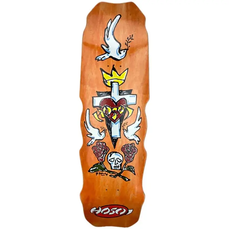 Hosoi 9.5" X 32.25" Hammerhead Hybrid Orange Stain Skateboard Deck 1