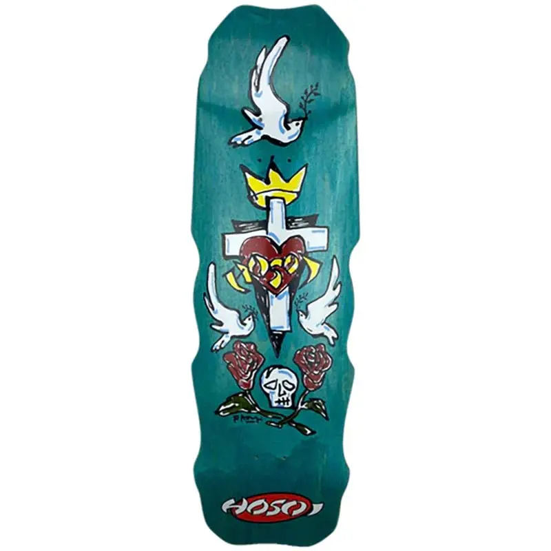 Hosoi 9.5" X 32.25" Hammerhead Hybrid Turquoise Stain Skateboard Deck 1