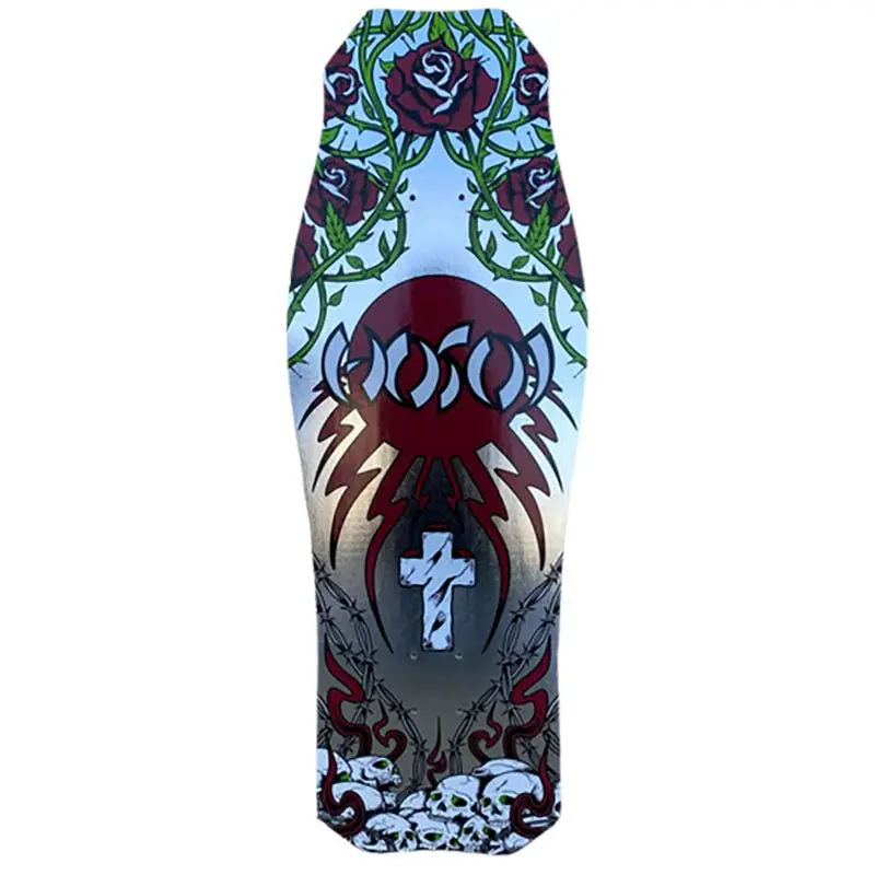 Hosoi Skateboards 10.5" X 31" Skulls & Roses Og Hammerhead Limited Colorway - Silver Foil Deck 1