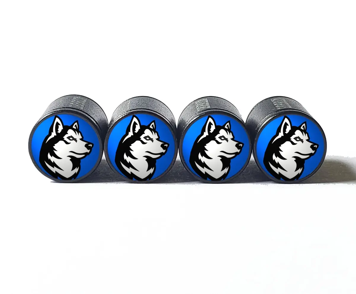 Siberian Husky Dog Tire Valve Caps - Black Aluminum - Set Of Four 1