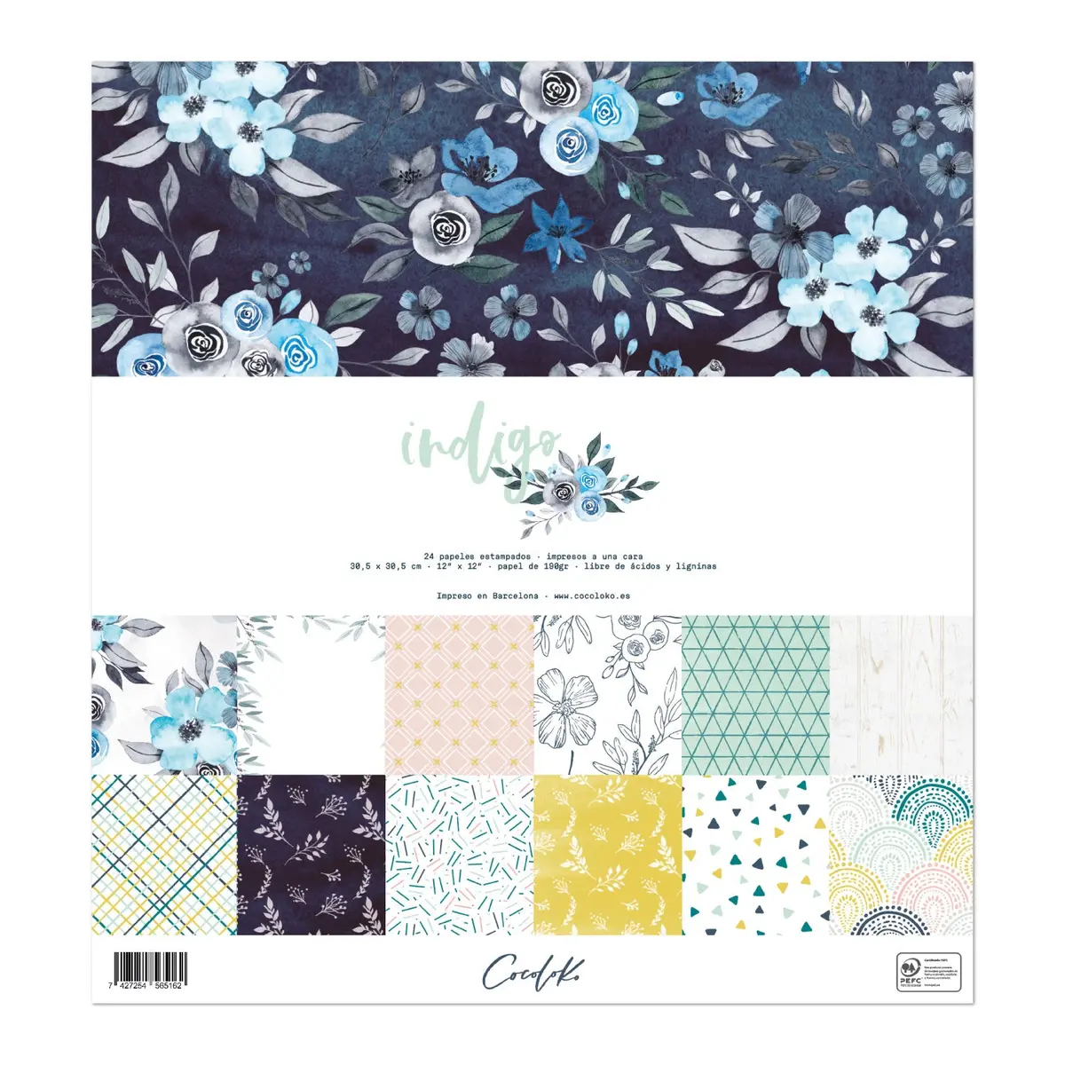 Bloc De 24 Papeles 12"X12" Indigo 1