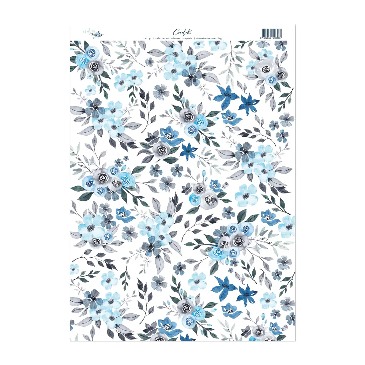 Tela De Encuadernar Bouquet 35X50cm Indigo 1