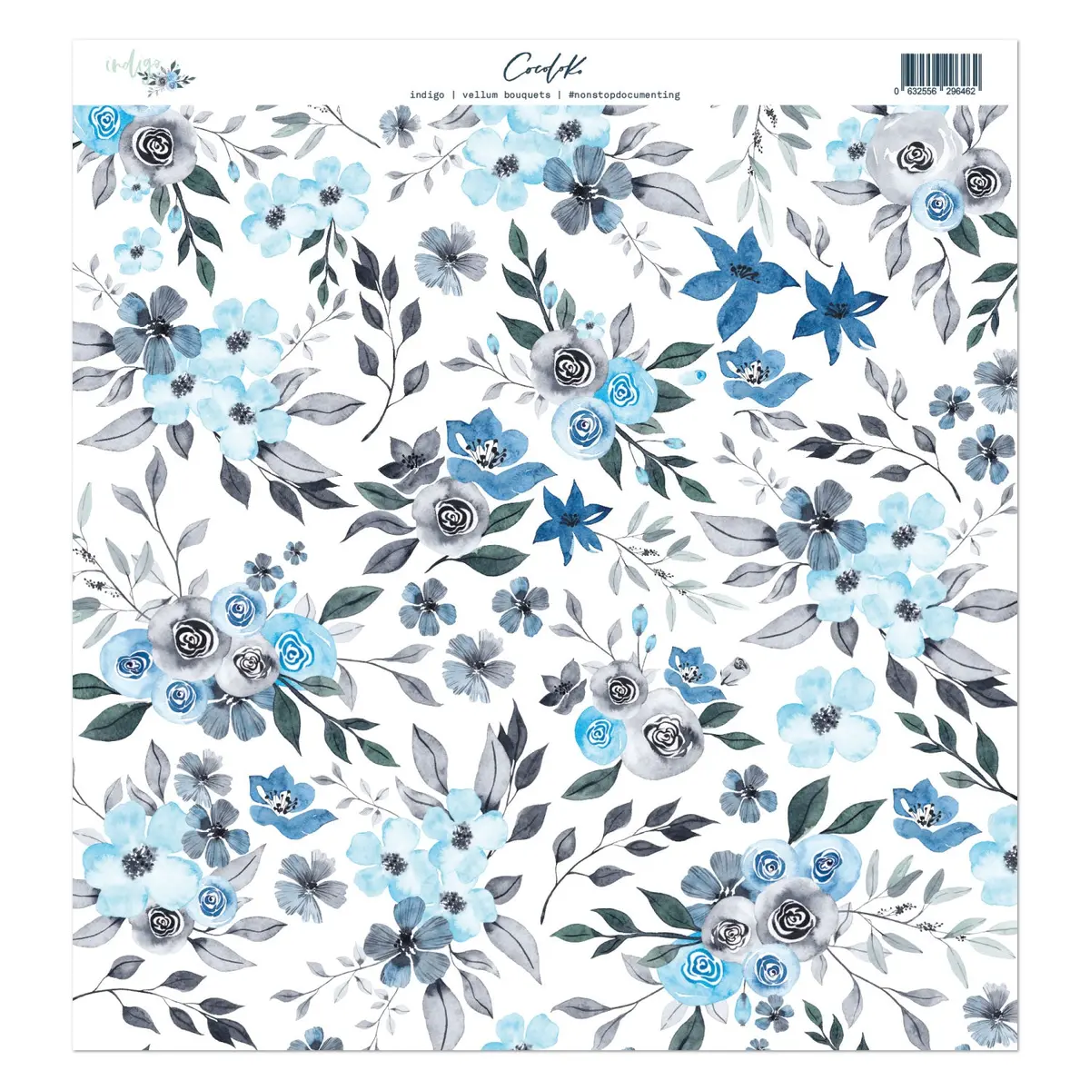 Vellum Bouquet 12"X12" Indigo 1