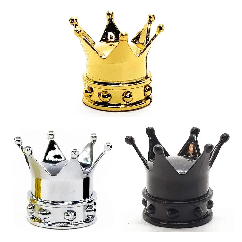 Kings Crown Tire Valve Caps - Set Of Four - Gold, Silver Or Black - Universal 1