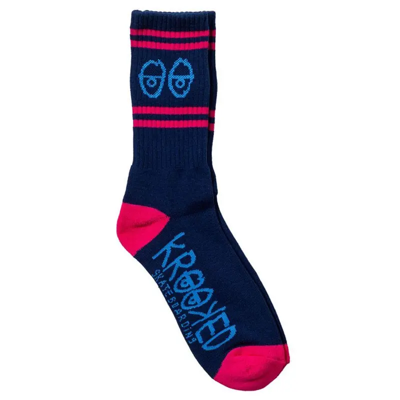 Krooked Eyes Emb Navy/Magenta Socks 1Pr 1