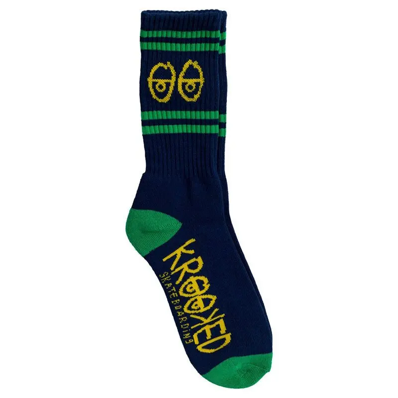 Krooked Eyes Socks Navy/Green/Yellow Socks 1Pr 1