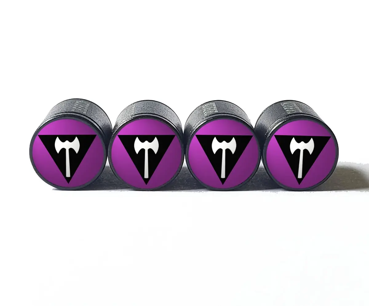 Lesbian Flag (Labrys) Tire Valve Stem Caps - Black Aluminum - Set Of Four 1