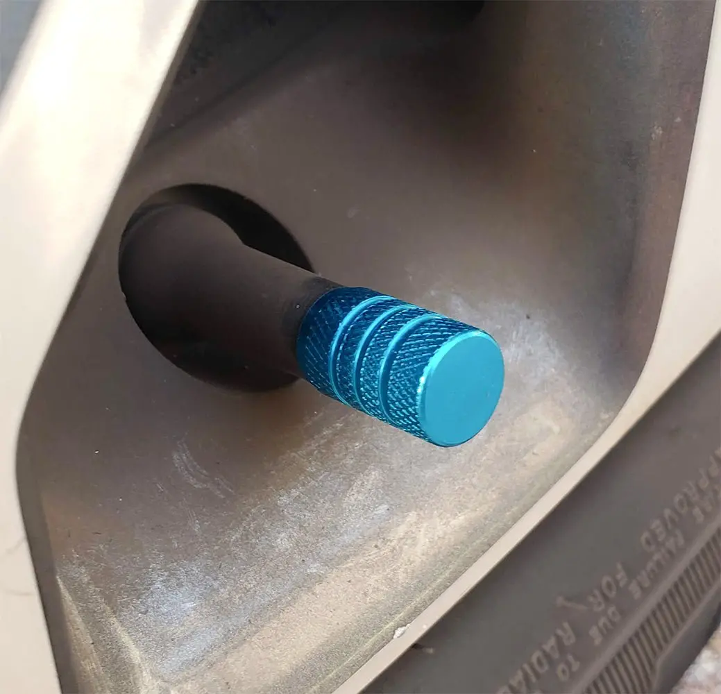 Light Blue Barrel Aluminum Tire Valve Caps - Sets Of 4, 8, 12 Or 20 - Universal, Fits On All Vehicles 2