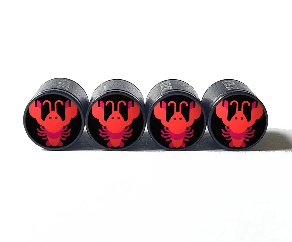 Lobster Tire Valve Caps - Black Aluminum - Set Of Four 1