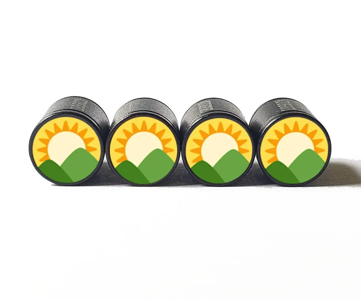 Mountain Sunrise Sunset Emoji Tire Valve Caps - Aluminum - Set Of 4 1