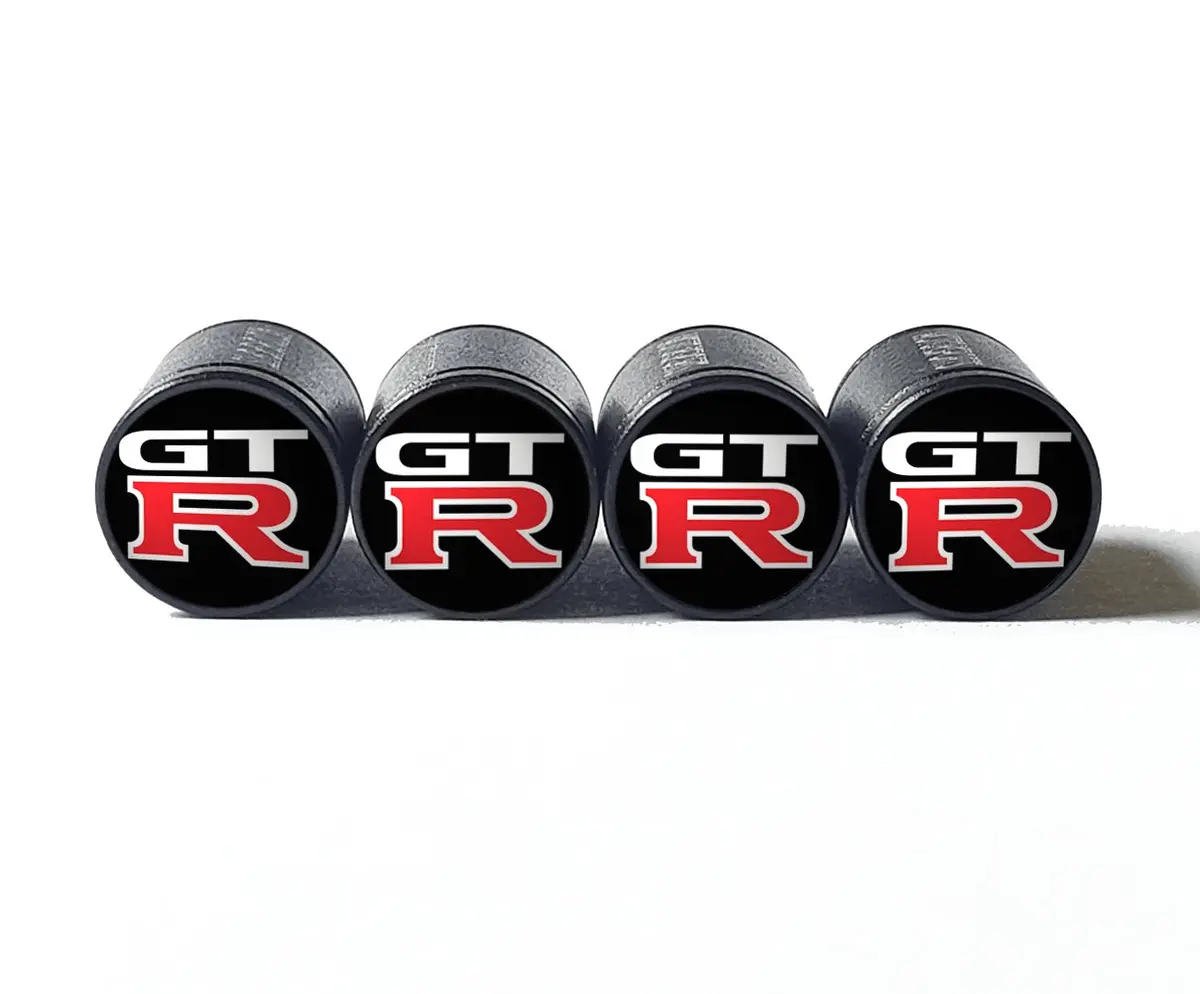 Gtr Logo - Grand Touring Racing - Tire Valve Caps - Black Aluminum - Set Of Four 1