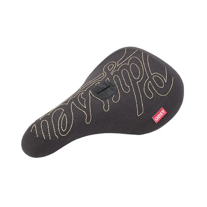 Odyssey Big Stitch Slim Gold (Slim, Pivotal) Black W/Gold Stitch Bicycle Seat 1