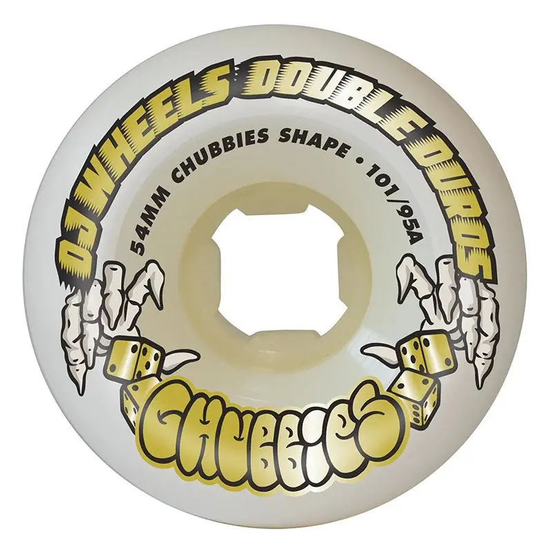 Oj 54Mm 101A/95A Double Duro White Chubbies Skateboard Wheels 4Pk 1