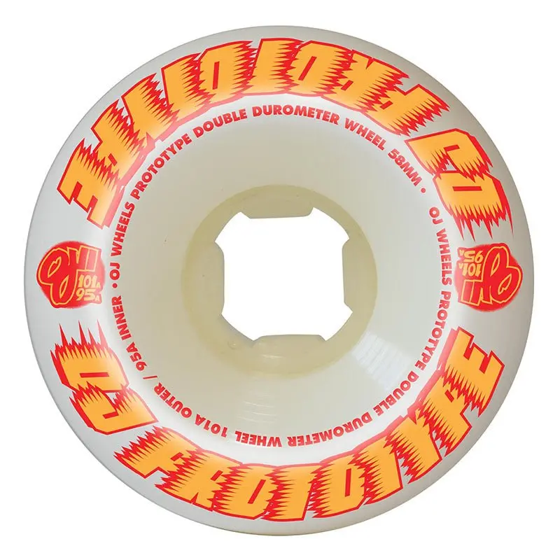Oj 58Mm 101A/95A Prototypes Double Duro White Mini Combo Skateboard Wheels 4Pk 1
