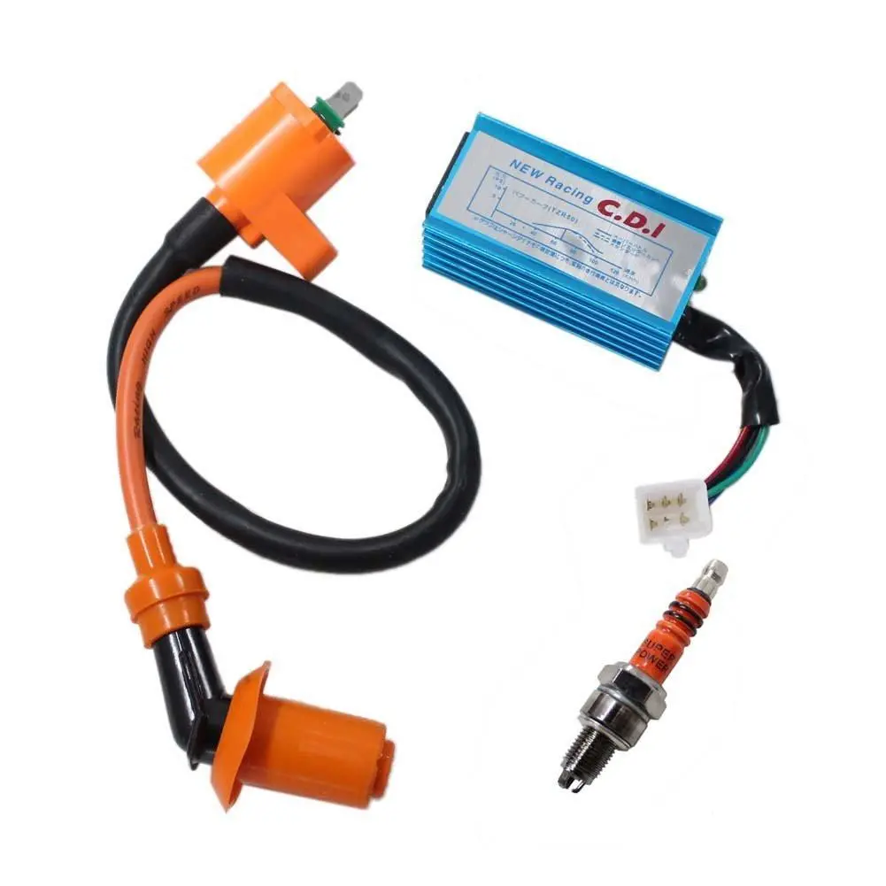 Pack Of Racing Ignition Coil + 5-Pin Cdi Box + 3 Electrode Spark Plug 1