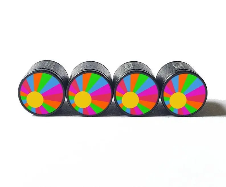 Pattern Design (Style 4) Tire Valve Caps - Black Aluminum - Set Of 4 1