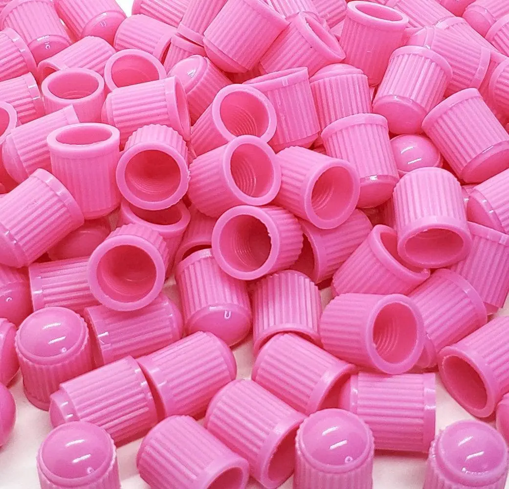 Pink Tire Valve Caps - Plastic - Sets Of 10, 25, 50 Or 100 - Universal, Fits All Vehicles 1